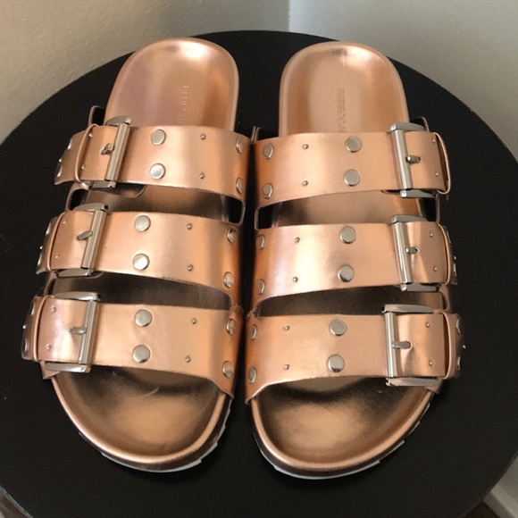 Rebecca Minkoff Shoes - Rose Gold Metallic Rebecca Minkoff slides